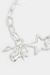 Silver Tone Star & Heart Charm Bracelet | Yours Clothing 3