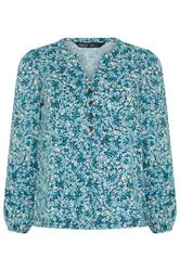 M&Co Petite Blue Ditsy Floral Cotton Blouse | M&Co 5
