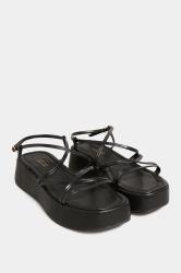 Black Strappy Flatform Sandals in Extra Wide EEE Fit | Yours Clothing 2