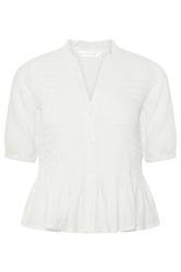 PixieGirl Petite Women's White Shirred Button Shirt | PixieGirl 5