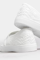 White Broderie Anglaise Slip-On Trainers In Wide E Fit | Yours Clothing 4