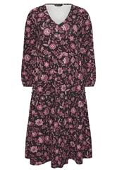 M&Co Petite Black Floral Tiered Midi Dress | M&Co 5