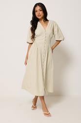 PixieGirl Petite Women's Natural Brown Striped Tea Maxi Dress | PixieGirl 3