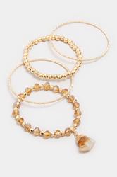3 PACK Gold Tone Gem Stretch Bracelets | Yours Clothing 2