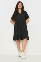 PixieGirl Petite Women's Black Collared Tiered Smock Dress | PixieGirl 2