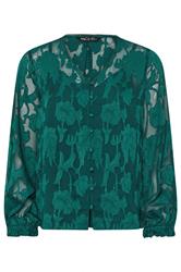 M&Co Petite Teal Green Floral Jacquard V-Neck Blouse | M&Co 7