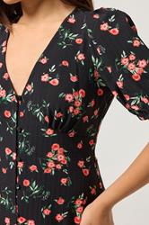 PixieGirl Petite Women's Black Rose Button Tea Dress | PixieGirl 3