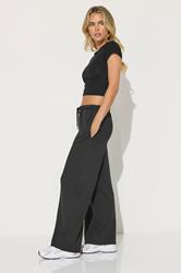 PixieGirl Petite Women's Black Drawstring Wide Leg Joggers | PixieGirl 1