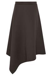PixieGirl Petite Women's Chocolate Brown Asymmetric Hem Midi Skirt | PixieGirl 5