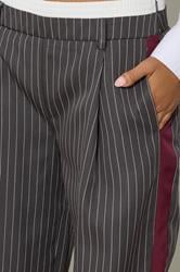 PixieGirl Petite Women's Grey Pinstripe Wide Leg Trouser | PixieGirl 4