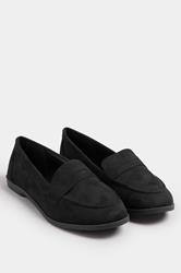 Black Suede Loafers In Wide E Fit