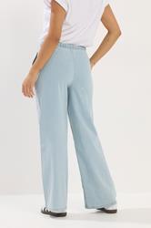 PixieGirl Petite Women's Light Blue Washed Denim Pull-On Wide Leg Jeans | PixieGirl 2