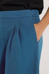 PixieGirl Petite Women's Teal Blue Pleat Front Palazzo Trousers | PixieGirl 5