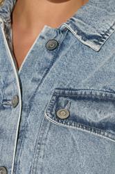 PixieGirl Petite Women's Blue Denim Shirt Mini Dress | PixieGirl 4