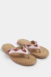 Pink Faux Suede Beaded Sandals In Wide E & Extra Wide EEE Fit