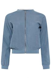 PixieGirl Petite Women's Blue Linen Bomber Jacket | PixieGirl 5