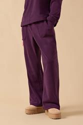 PixieGirl Petite Women's Burgundy Red Fleece Wide Leg Trousers | PixieGirl 2