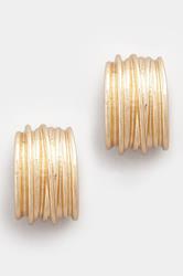 Gold Tone Textured Curve Stud Earrings | Yours Clothing 2