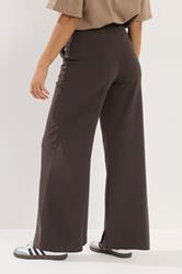 PixieGirl Petite Women's Chocolate Brown Scuba Wide Leg Trousers  2