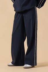 PixieGirl Petite Women's Navy Blue & White Side Stripe Trousers | PixieGirl 2