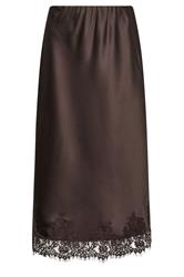 STAR Brown Lace Trim Satin Skirt