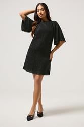 PixieGirl Petite Women's Black Textured Midi Dress | PixieGirl 2