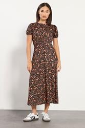 PixieGirl Petite Women's Orange Ditsy Floral Tea Dress | PixieGirl 1