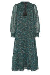 PixieGirl Petite Womens Green Floral Tie Up Dress | PixieGirl 1