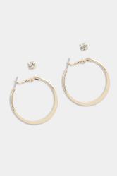 2 PACK Gold Hoop & Stud Earrings Set | Yours Clothing 2