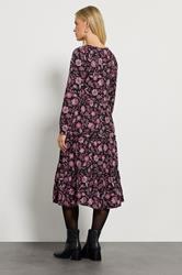 M&Co Petite Black Floral Tiered Midi Dress | M&Co 2