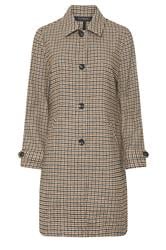 PixieGirl Petite Women's Beige Brown Check Midi Coat | PixieGirl 7