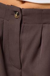 PixieGirl Petite Women's Brown Pleated Wide Legs Trousers | PixieGirl 4