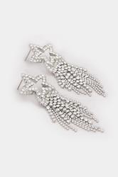 Silver Tone Star Diamante Tassel Earrings | Yours Clothing 3