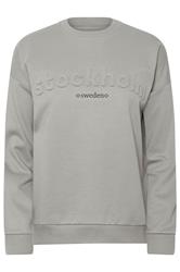 PixieGirl Petite Women's Grey 'Stockholm' Slogan Embossed Sweatshirt | PixieGirl 7