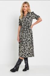 PixieGirl Petite Women's Black Woven Abstract Twist Dress | PixieGirl 2