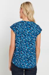 M&Co Petite Blue Spot Print Short Sleeve Wrap Blouse | M&Co 5