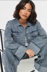 PixieGirl Petite Women's Blue Wash Denim Turn Up Sleeve Jacket | PixieGirl 5