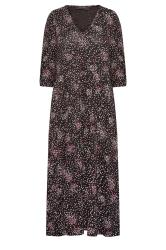 Petite Black & Pink Ditsy Print Midaxi Dress | PixieGirl 6