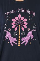 Yours Plus Size Navy Blue 'Mystic Midnight' Cuffed Pyjama Set | Yours Clothing 4