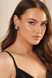 Silver Tone Ribbed Hoop Earrings | Yours Clothing 1