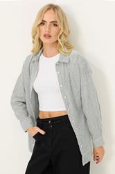 PixieGirl Petite Women's Grey Stripe Long Sleeve Shirt | PixieGirl 1