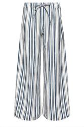 PixieGirl Petite Women's Blue Striped Wide Leg Trousers | PixieGirl 1
