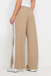 PixieGirl Stone Brown Side Stripe Wide Leg Trousers | PixieGirl 3
