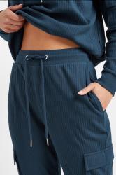 PixieGirl Petite Women's Navy Blue Ribbed Cargo Joggers | PixieGirl 5