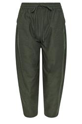 PixieGirl Petite Olive Green Linen Barrel Trousers