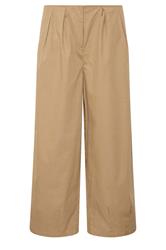 PixieGirl Petite Women's Stone Brown Pleated Cotton Barrel Trousers | PixieGirl  5