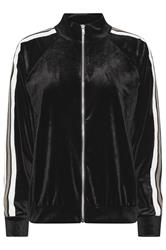 PixieGirl Petite Women's Black Velour Side Stripe Zip Jumper | PixieGirl 5