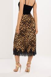 STAR Brown Leopard Lace Trim Satin Skirt | StarByJM 4