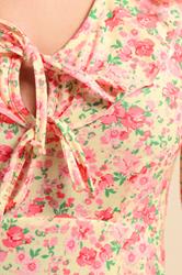 PixieGirl Petite Women's Pink Ditsy Floral Frill Tie Midi Dress | PixieGirl 5