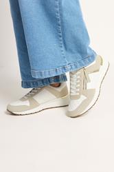 White Quilted Wedge Trainer In Wide E Fit | Yours Clothing 3